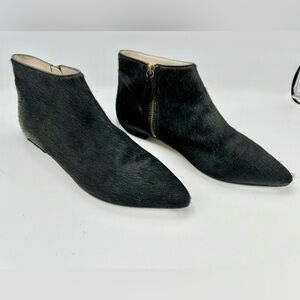 Boden | Joni Zip Up Pointed Toe Booties black Pony Hair Chelsea boots